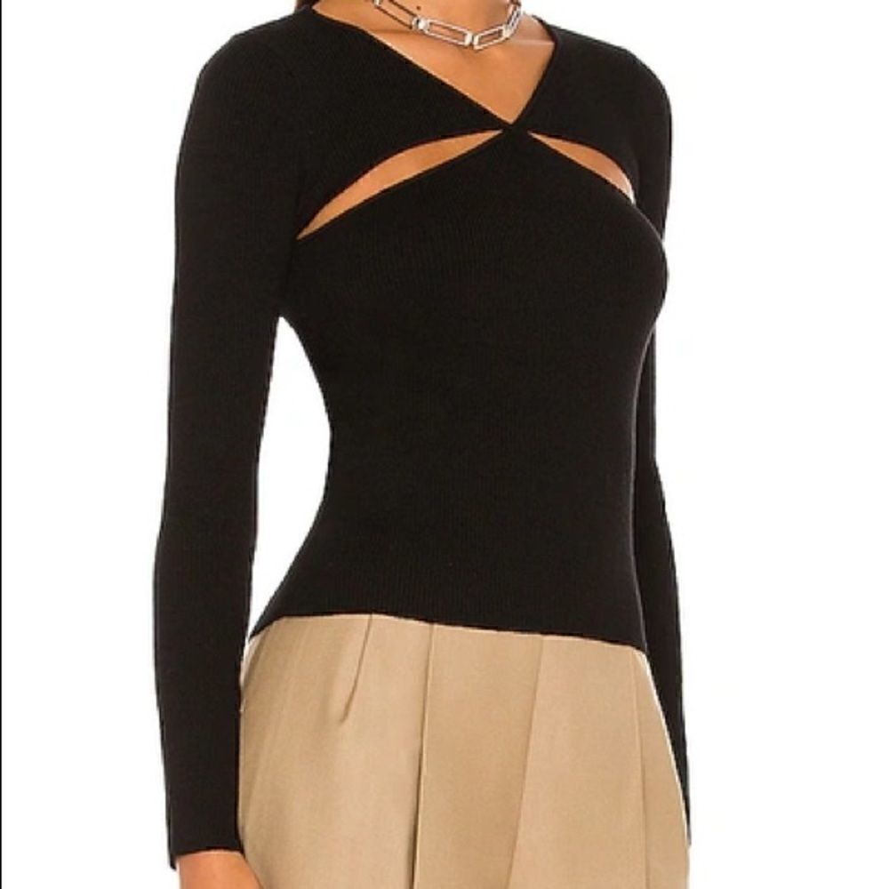 LINE & DOT
Halo Cut Out Sweater Top In Black